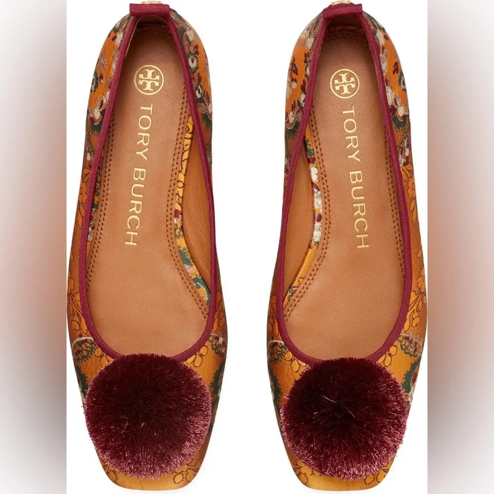New w Box Pompom Ballet Flat (Women) TORY BURCH